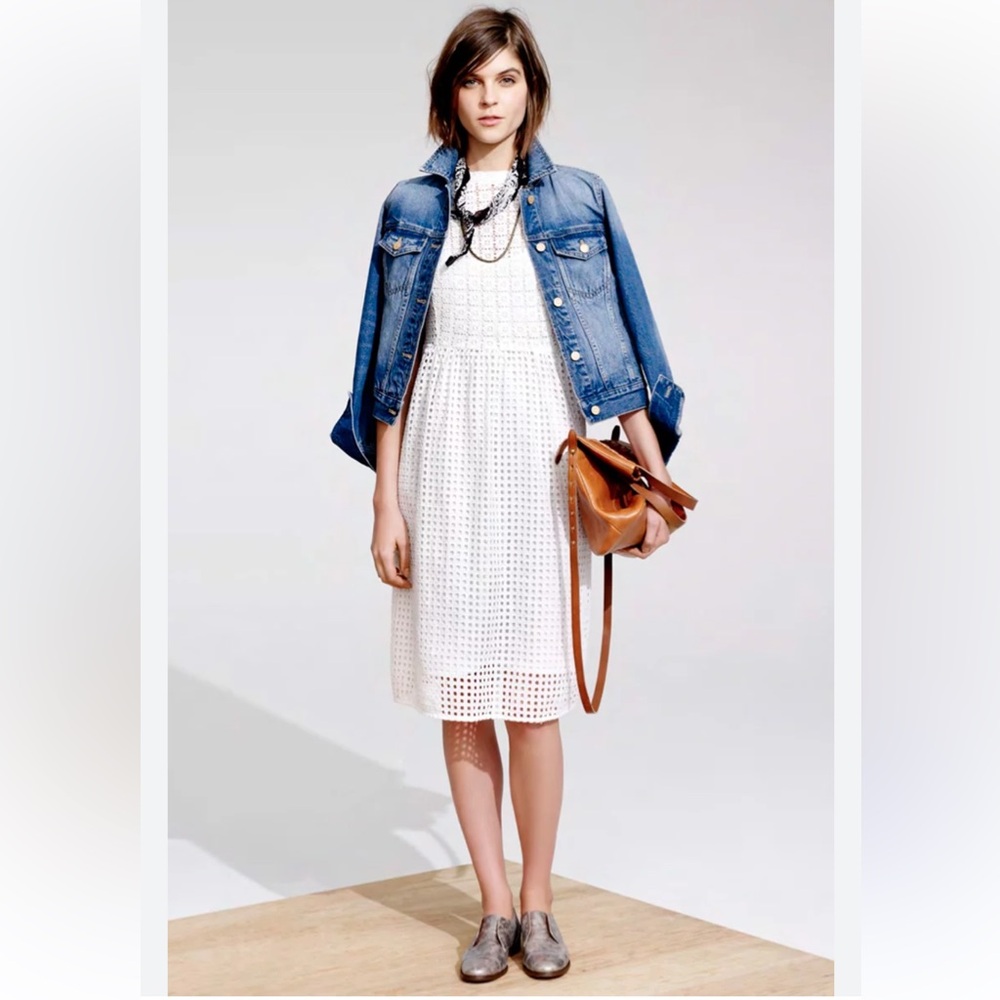 Madewell Hideaway Lace Eyelet Dress Cream